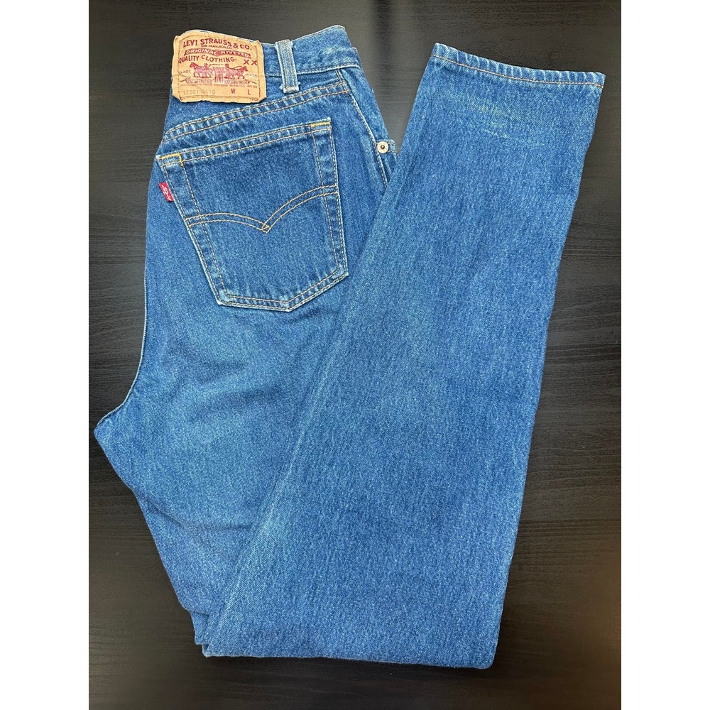 Levi 17501 Jeans Women 9 Blue Vintage Made in USA High Rise Button Fly Straight
